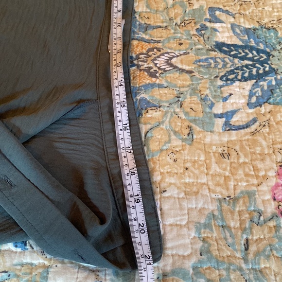 MISSLOOK sage color crinkled silky blouse never worn. Measurements in pics. - Picture 10 of 12